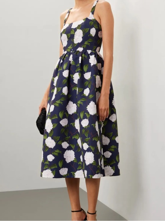 Sachin + Babi Dresses & Skirts - Sachin + Babi Navy Midi Dress with White Floral Print
